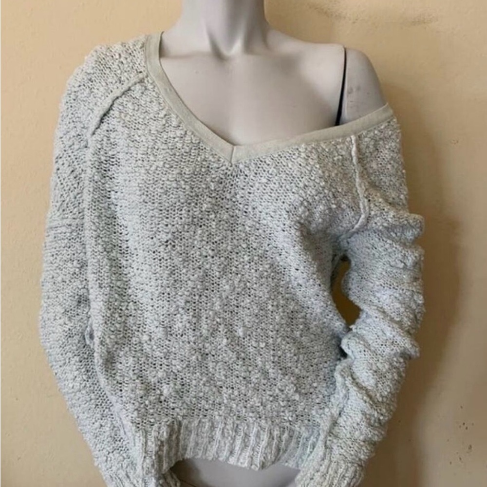Free People Boucle Songbird Mint Green knit Sweater size small - Picture 4 of 5